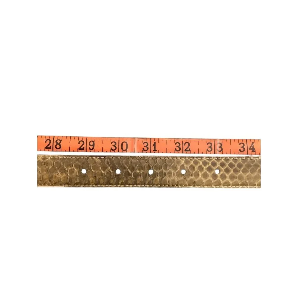 Vtg Jana Genuine Brown Snake Skin‎ Belt Size L Brass Buckle Brown Waist 29”-33”